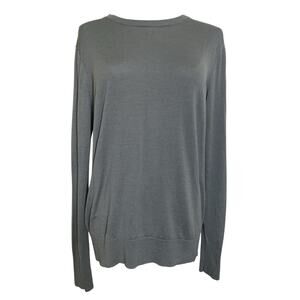 Uniqlo Womens Sage Green 100% Wool Crew Neck Thin Sweater Jumper Size Large